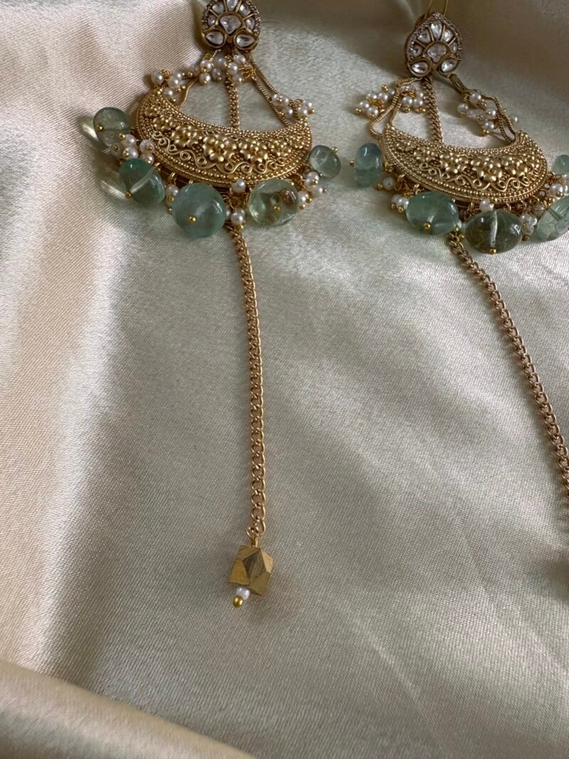 Ishqiya Chandbali Earrings (Mint Green) - Image 5