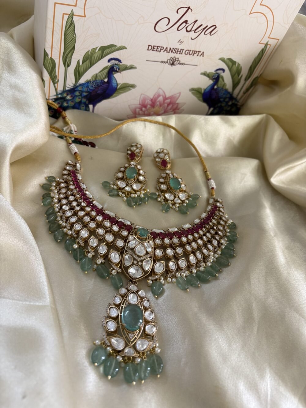 Aachal Polki Necklace Set - Image 10