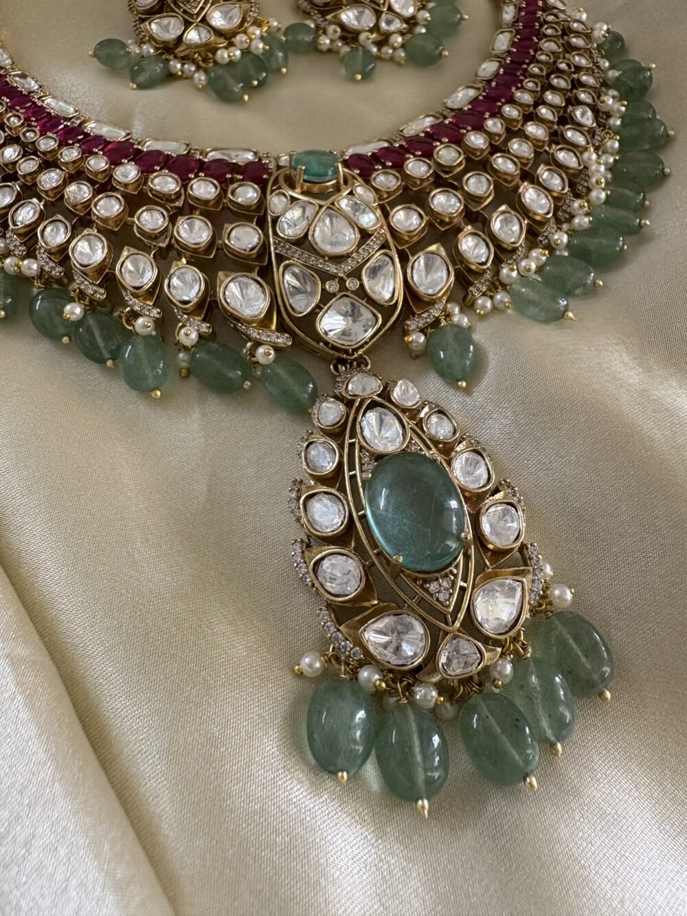 Aachal Polki Necklace Set - Image 3
