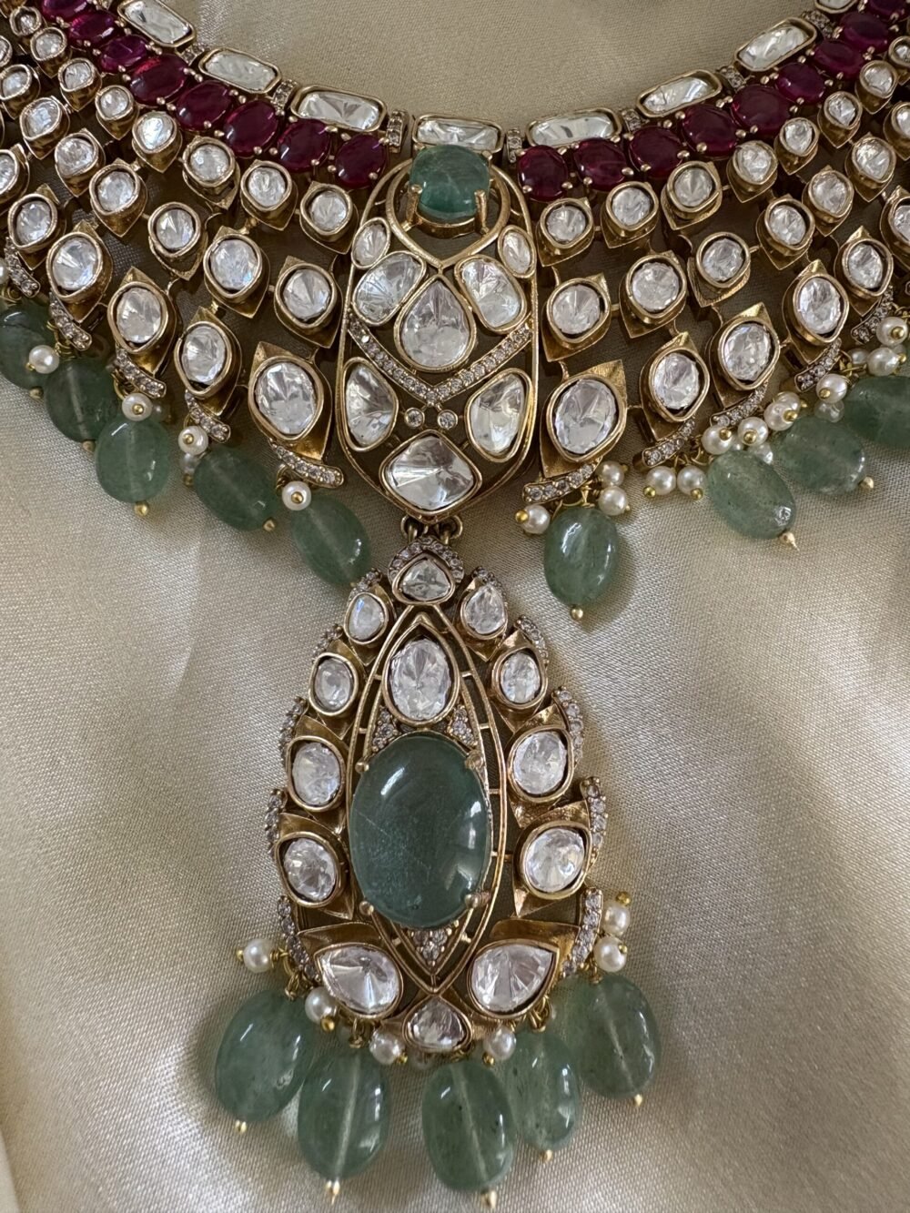 Aachal Polki Necklace Set - Image 8