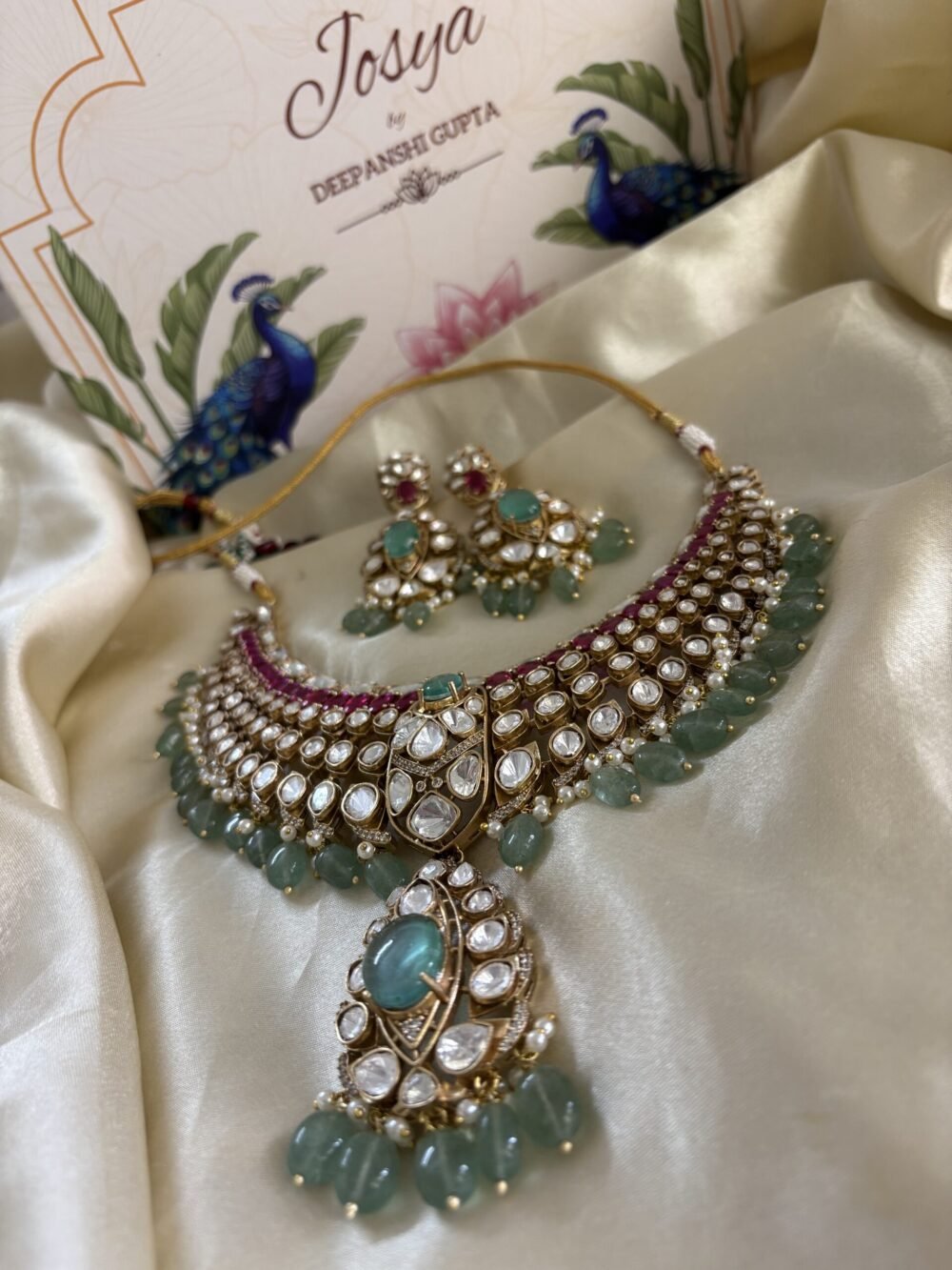 Aachal Polki Necklace Set - Image 9