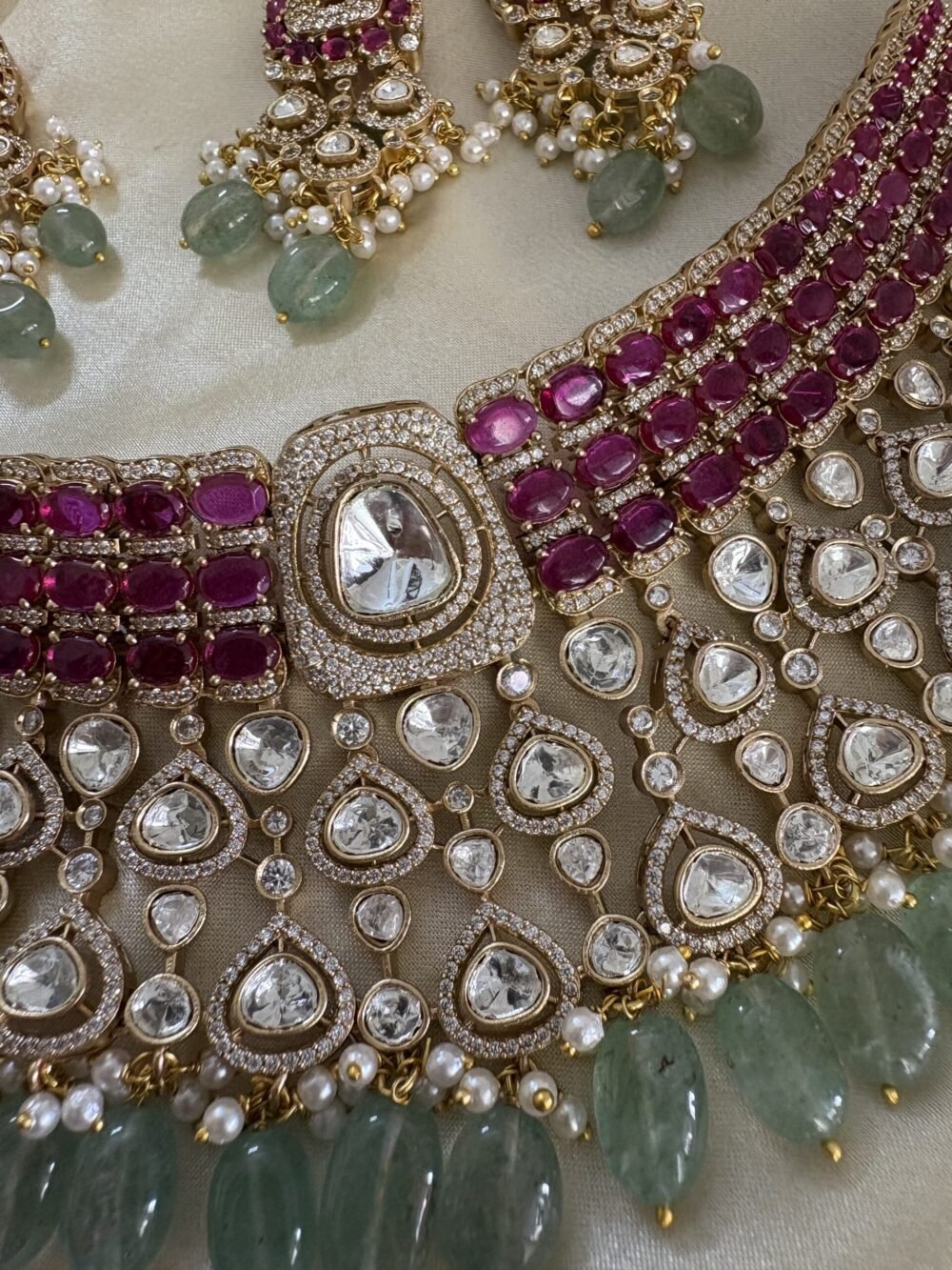 Aishani Polki Bridal Necklace Set - Image 3
