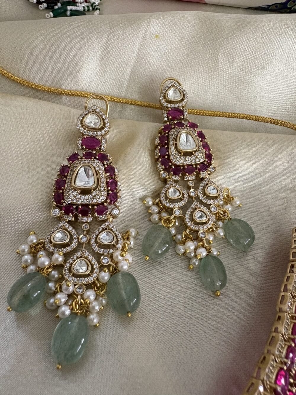 Aishani Polki Bridal Necklace Set - Image 4