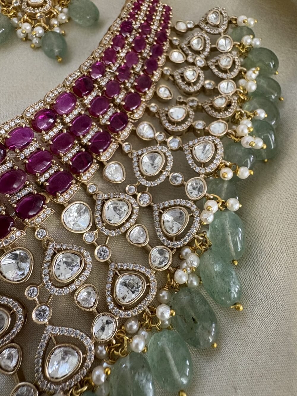 Aishani Polki Bridal Necklace Set - Image 8