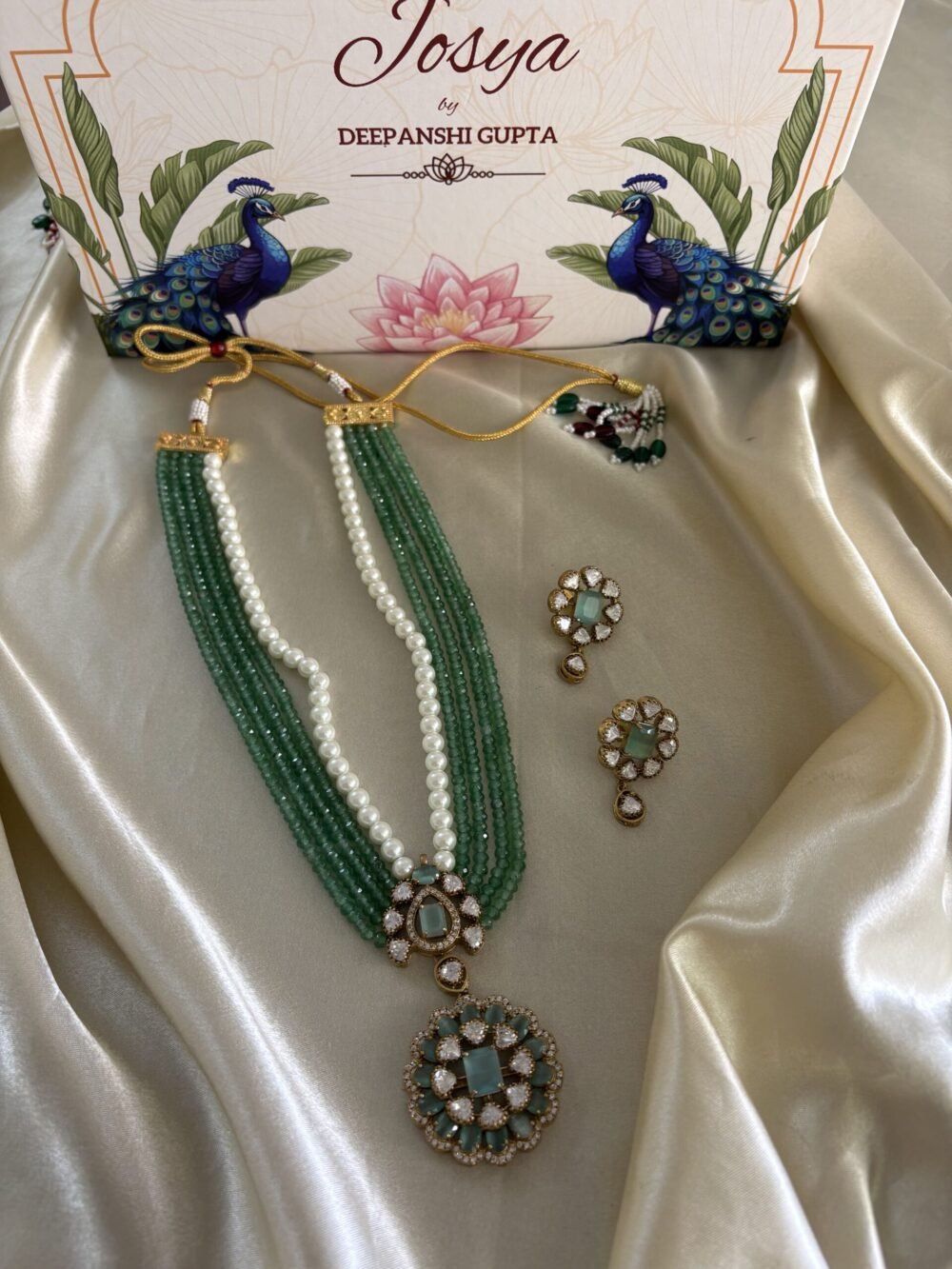 Meenal Polki Pendant Necklace Set