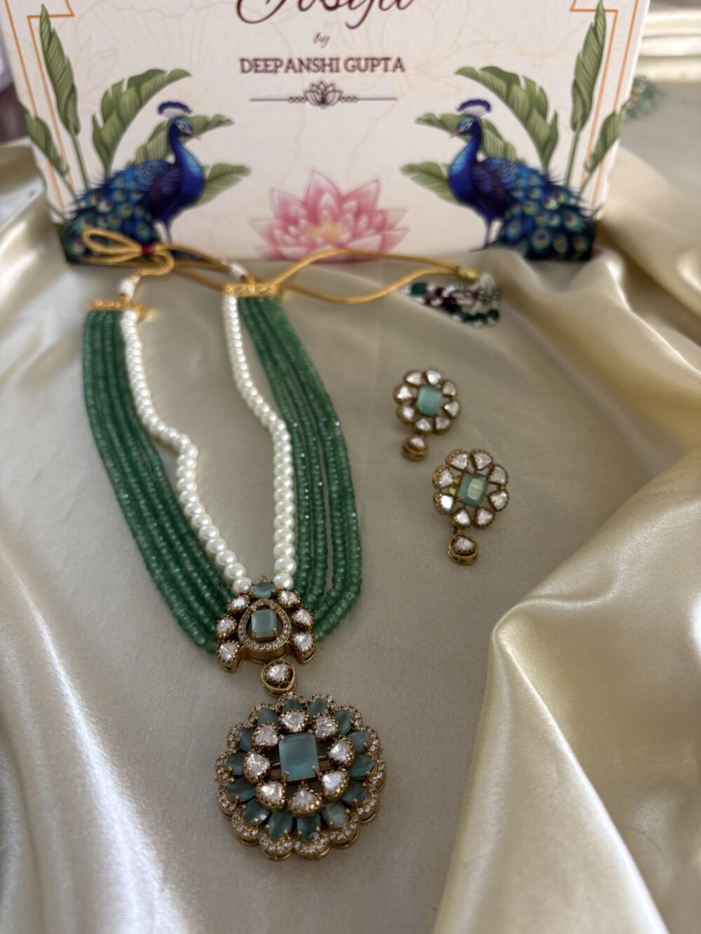 Meenal Polki Pendant Necklace Set - Image 9