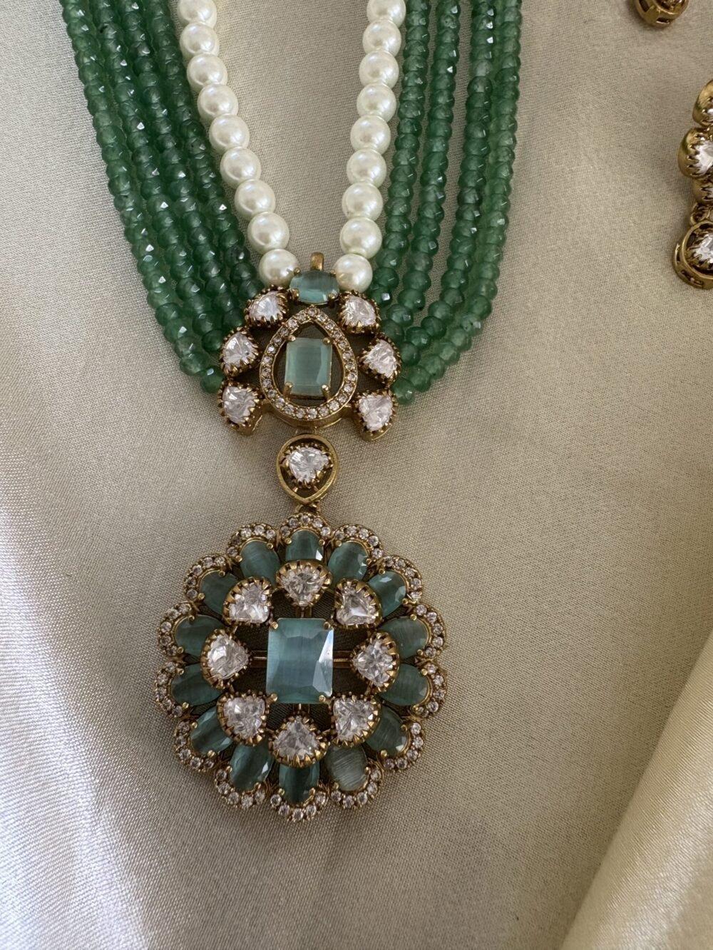 Meenal Polki Pendant Necklace Set - Image 2