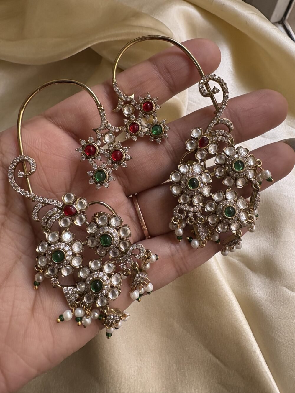 Hridya Polki Kundan Earcuffs Earrings - Image 6