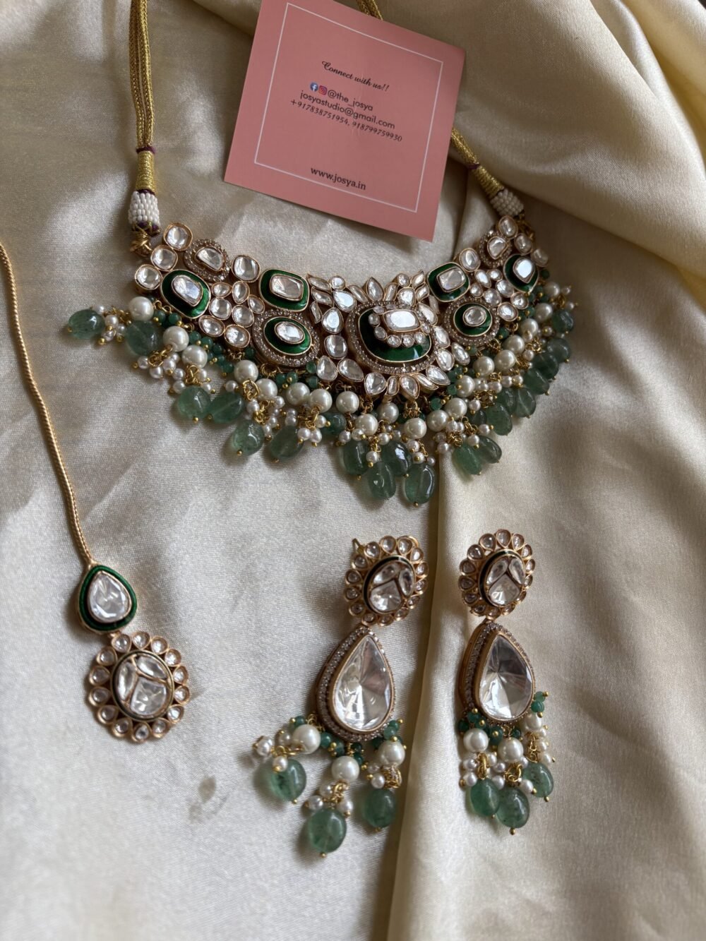 Omisha  Polki Bridal Combo Necklace Set - Image 2