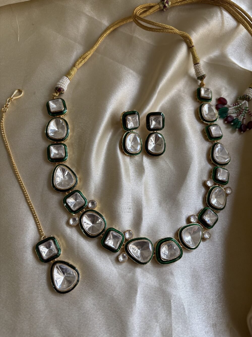 Omisha  Polki Bridal Combo Necklace Set - Image 3
