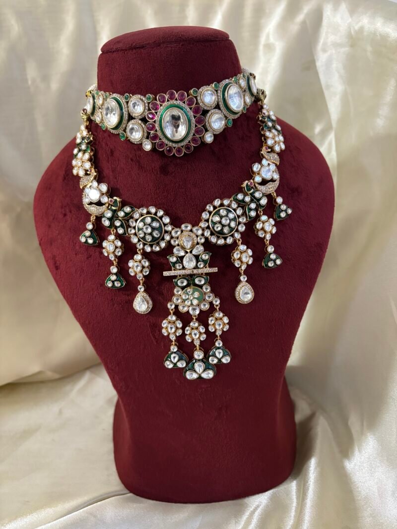 Ojal Polki Minimal Bridal Combo Necklace Set - Image 2