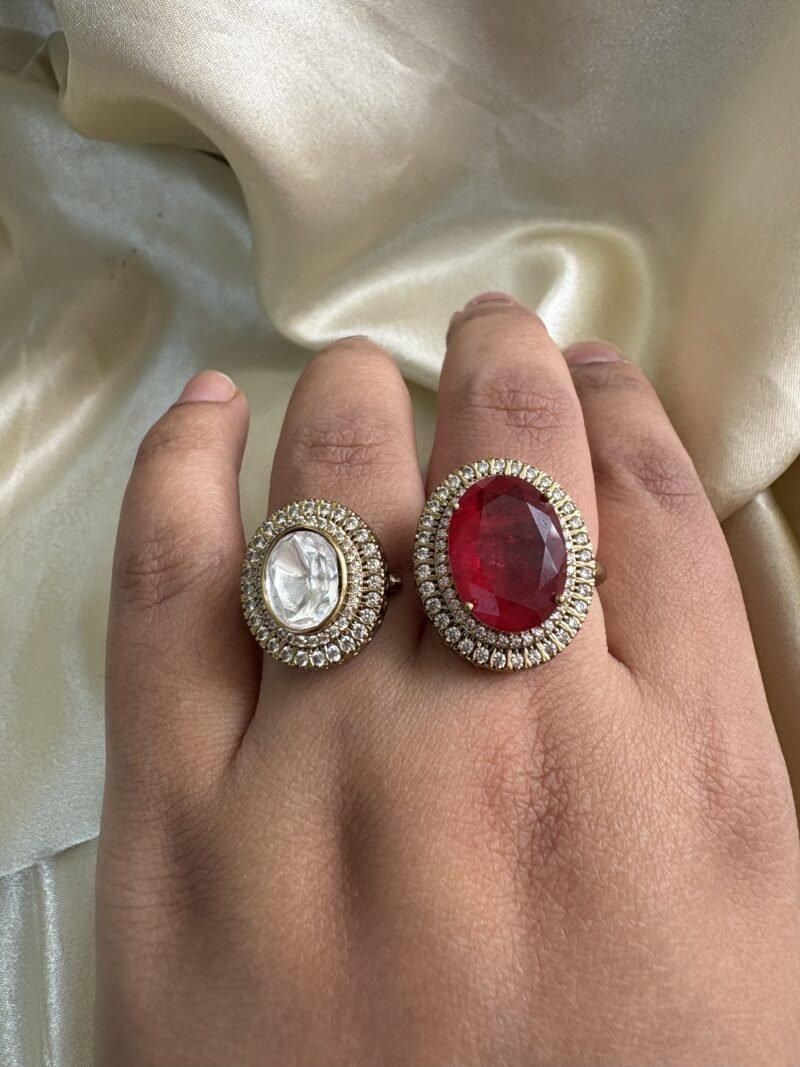 Romila Polki Double Finger Ring - Image 4