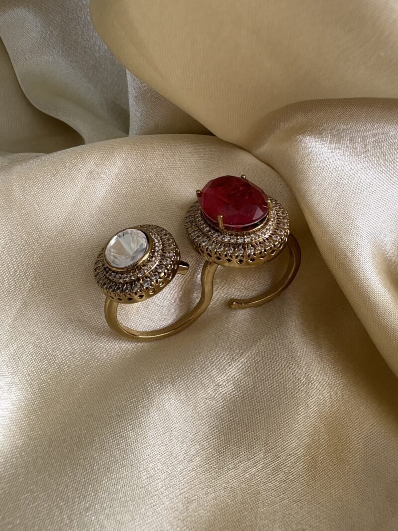 Romila Polki Double Finger Ring - Image 3