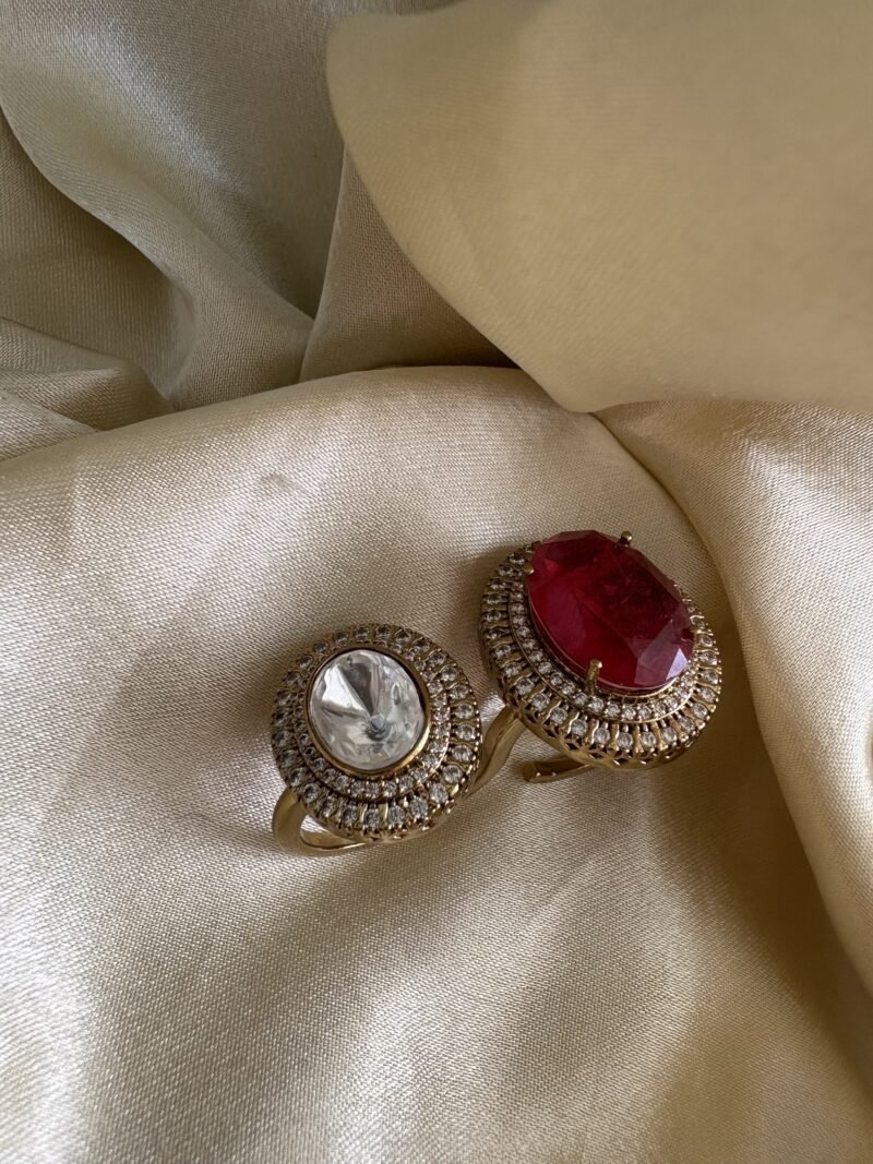 Romila Polki Double Finger Ring - Image 2