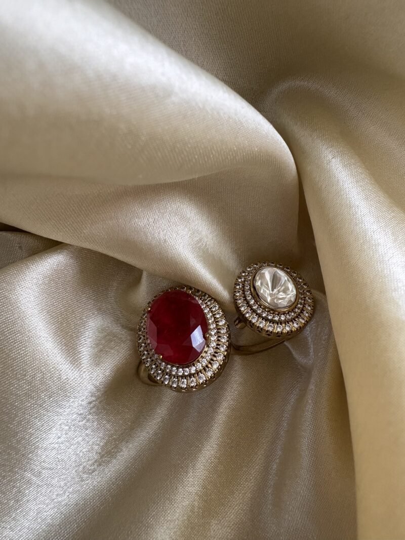 Romila Polki Double Finger Ring