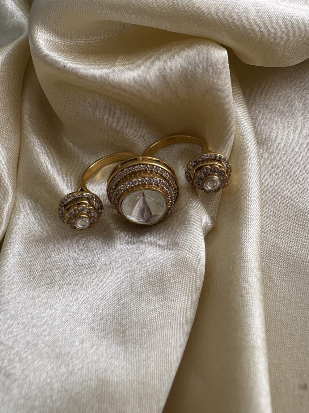 Jaseena Polki Double Finger Ring - Image 5