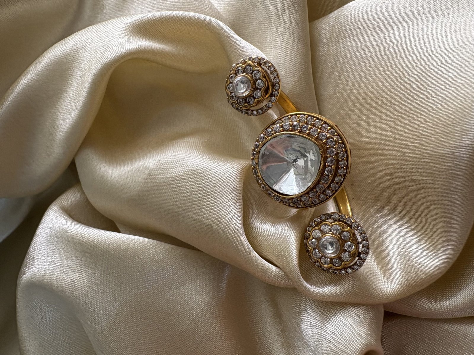 Jaseena Polki Double Finger Ring