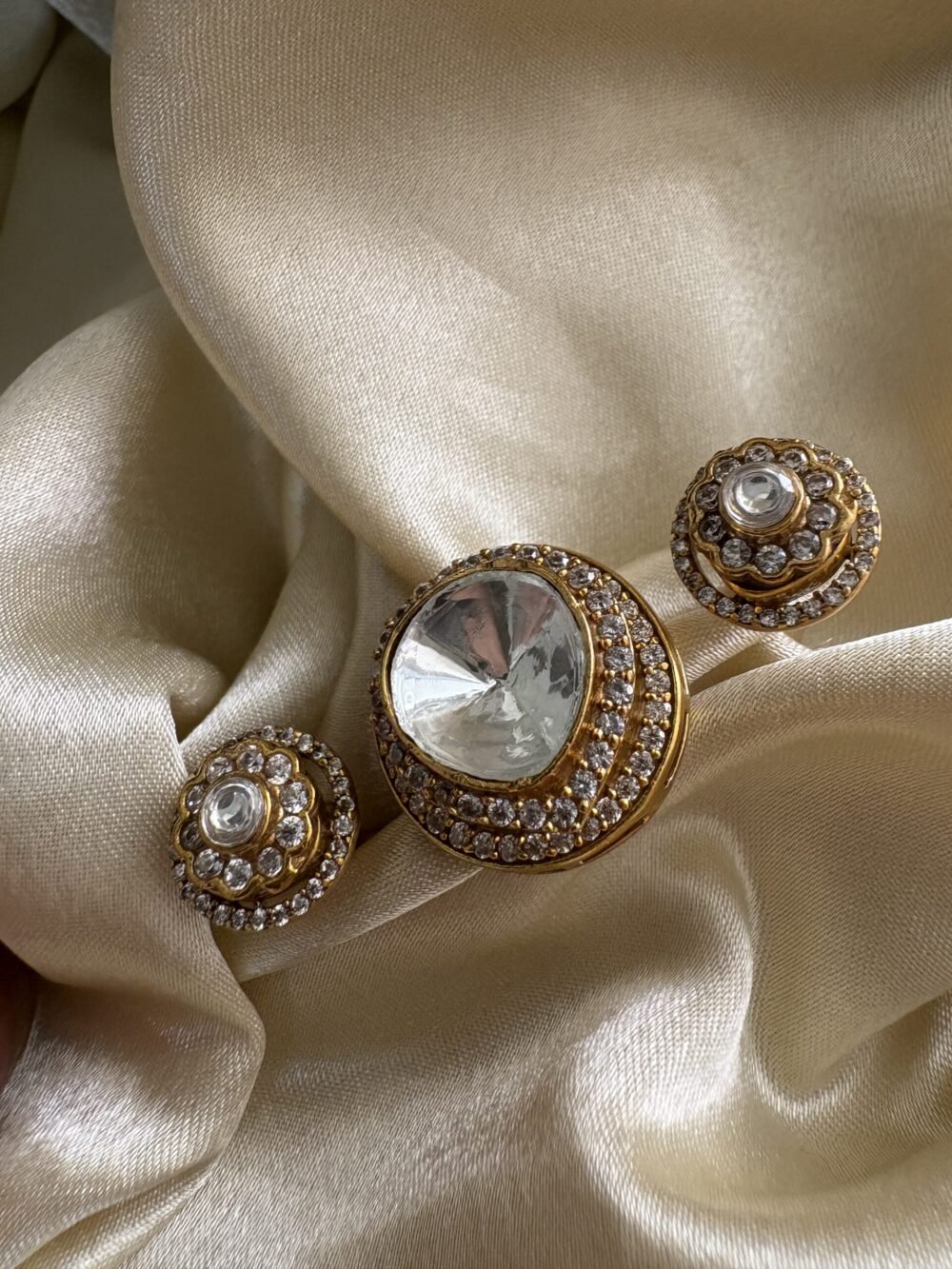 Jaseena Polki Double Finger Ring - Image 4