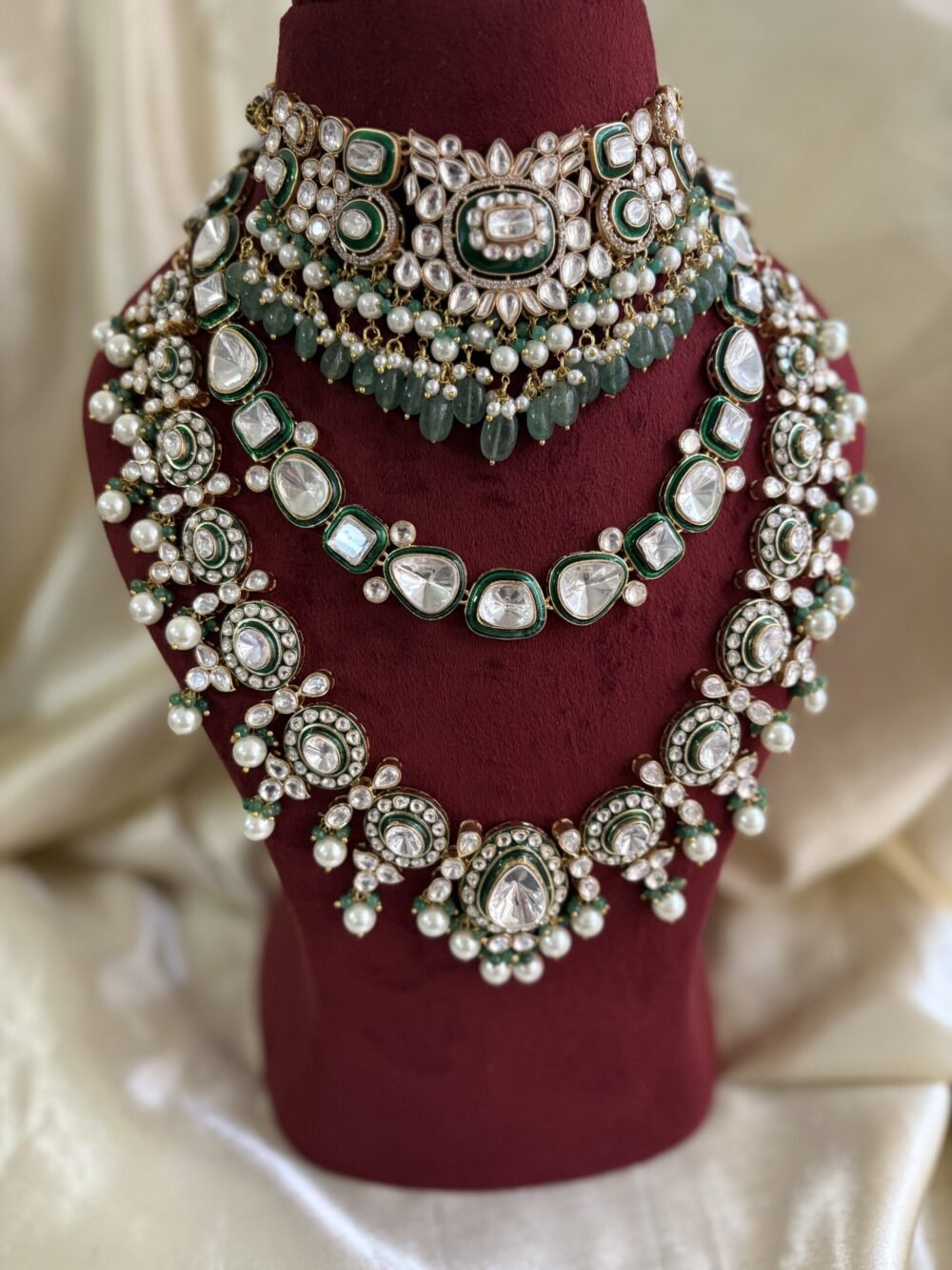 Ojaswini Polki Bridal Combo Necklace Set - Image 3