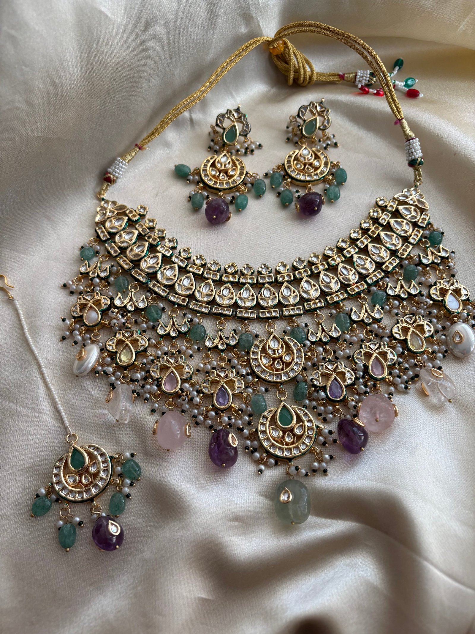 Ambika Kundan Navratan Bridal Necklace Set
