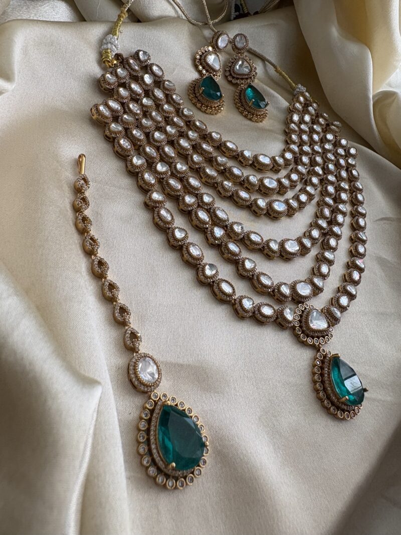 Keshvi Polki Bridal Necklace Set - Image 10