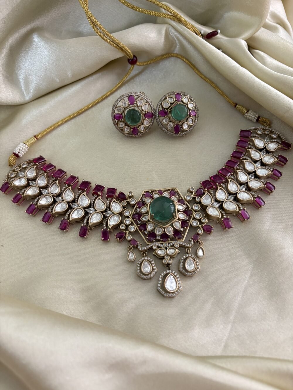 Manik Polki Necklace Set - Image 10