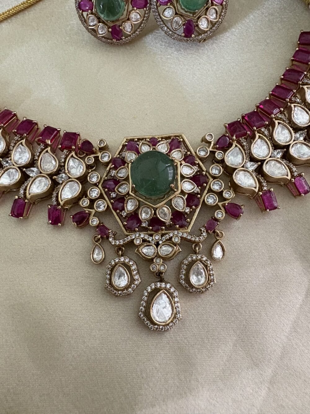 Manik Polki Necklace Set - Image 3