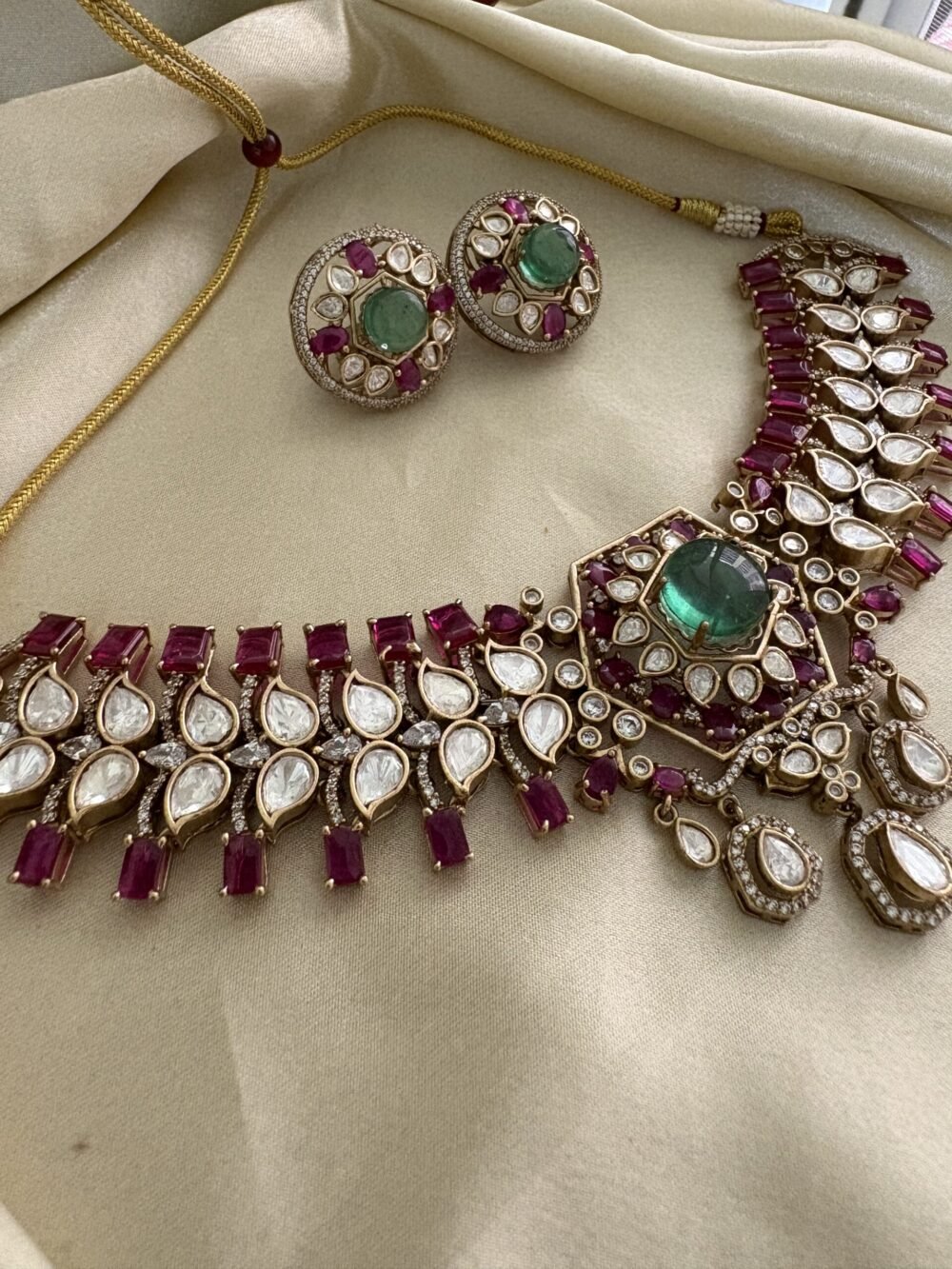Manik Polki Necklace Set - Image 8
