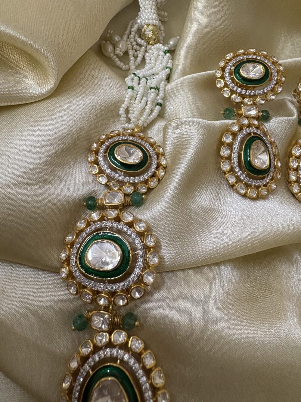 Vibha Polki Necklace Set 92.5 Silver - Image 4