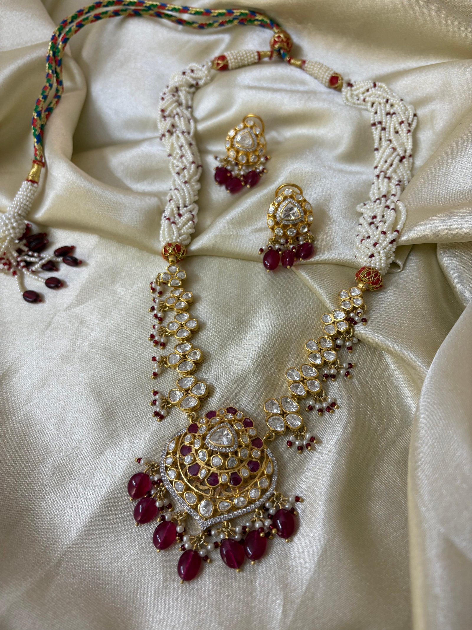Hanshika Polki Necklace Set 92.5 Silver