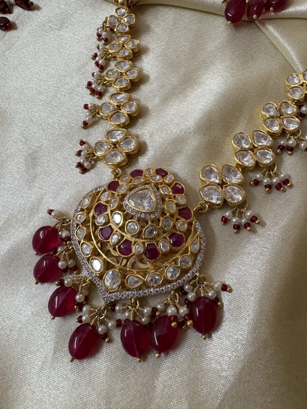 Hanshika Polki Necklace Set 92.5 Silver - Image 2