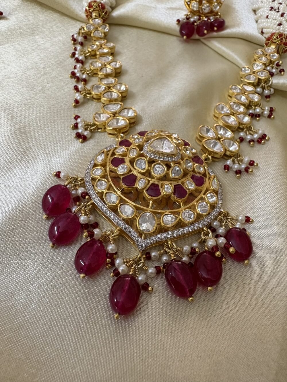 Hanshika Polki Necklace Set 92.5 Silver - Image 6