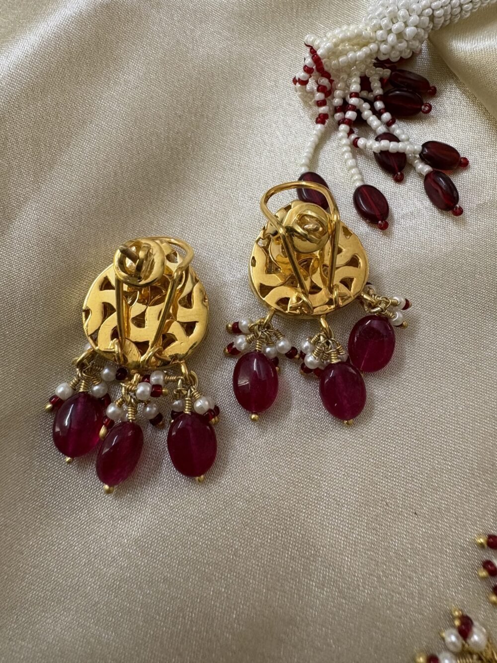 Hanshika Polki Necklace Set 92.5 Silver - Image 8
