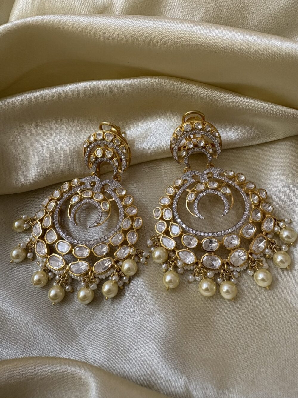 Vera Polki Chandbali Earrings 92.5 Silver