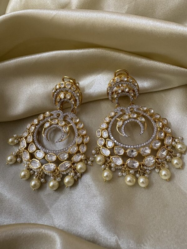 Vera Polki Chandbali Earrings 92.5 Silver