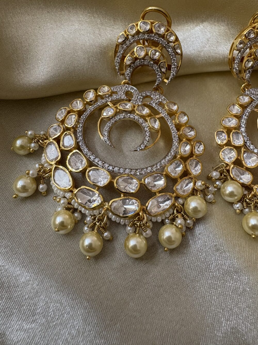 Vera Polki Chandbali Earrings 92.5 Silver - Image 2