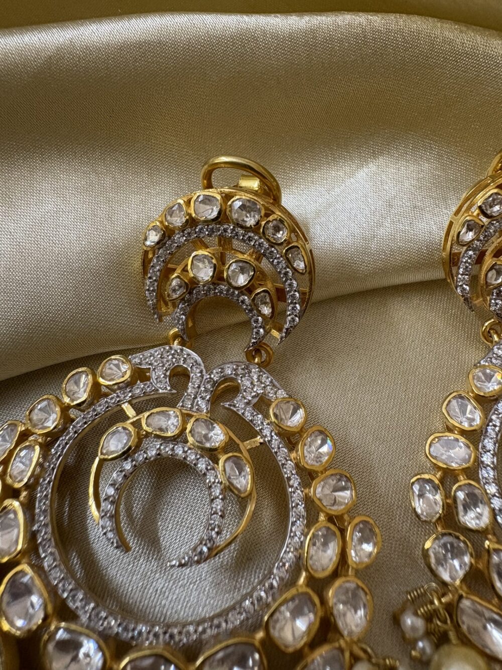 Vera Polki Chandbali Earrings 92.5 Silver - Image 3
