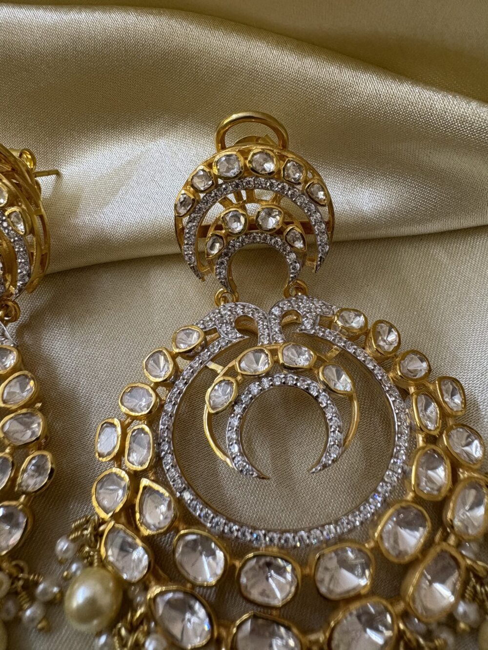 Vera Polki Chandbali Earrings 92.5 Silver - Image 6