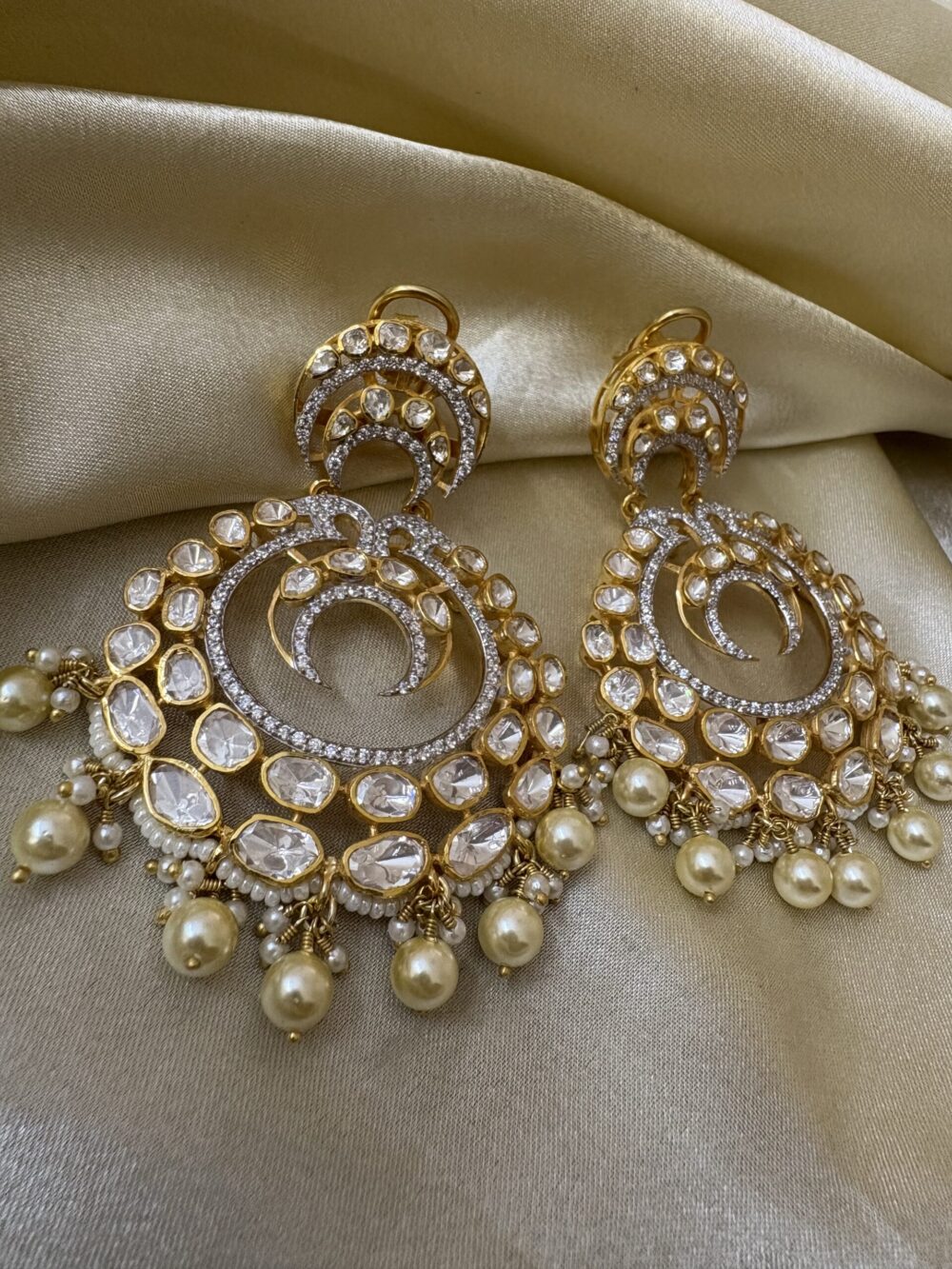 Vera Polki Chandbali Earrings 92.5 Silver - Image 5