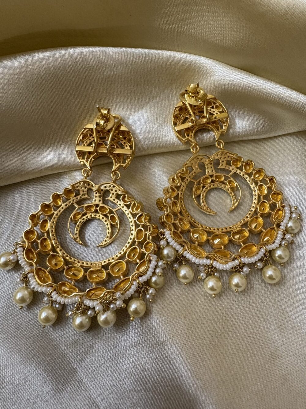 Vera Polki Chandbali Earrings 92.5 Silver - Image 7