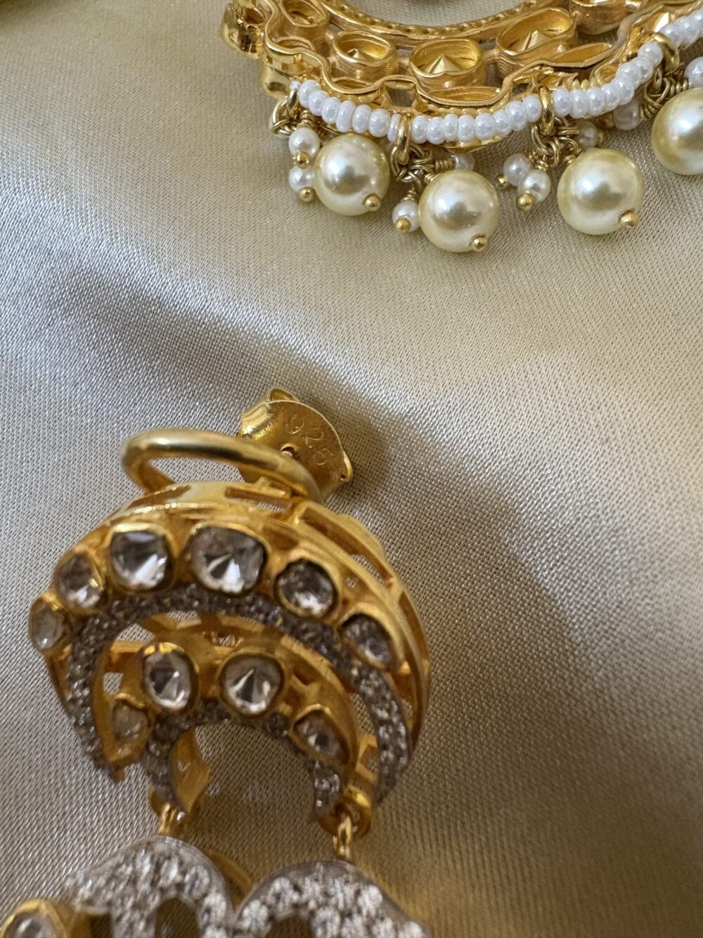 Vera Polki Chandbali Earrings 92.5 Silver - Image 9