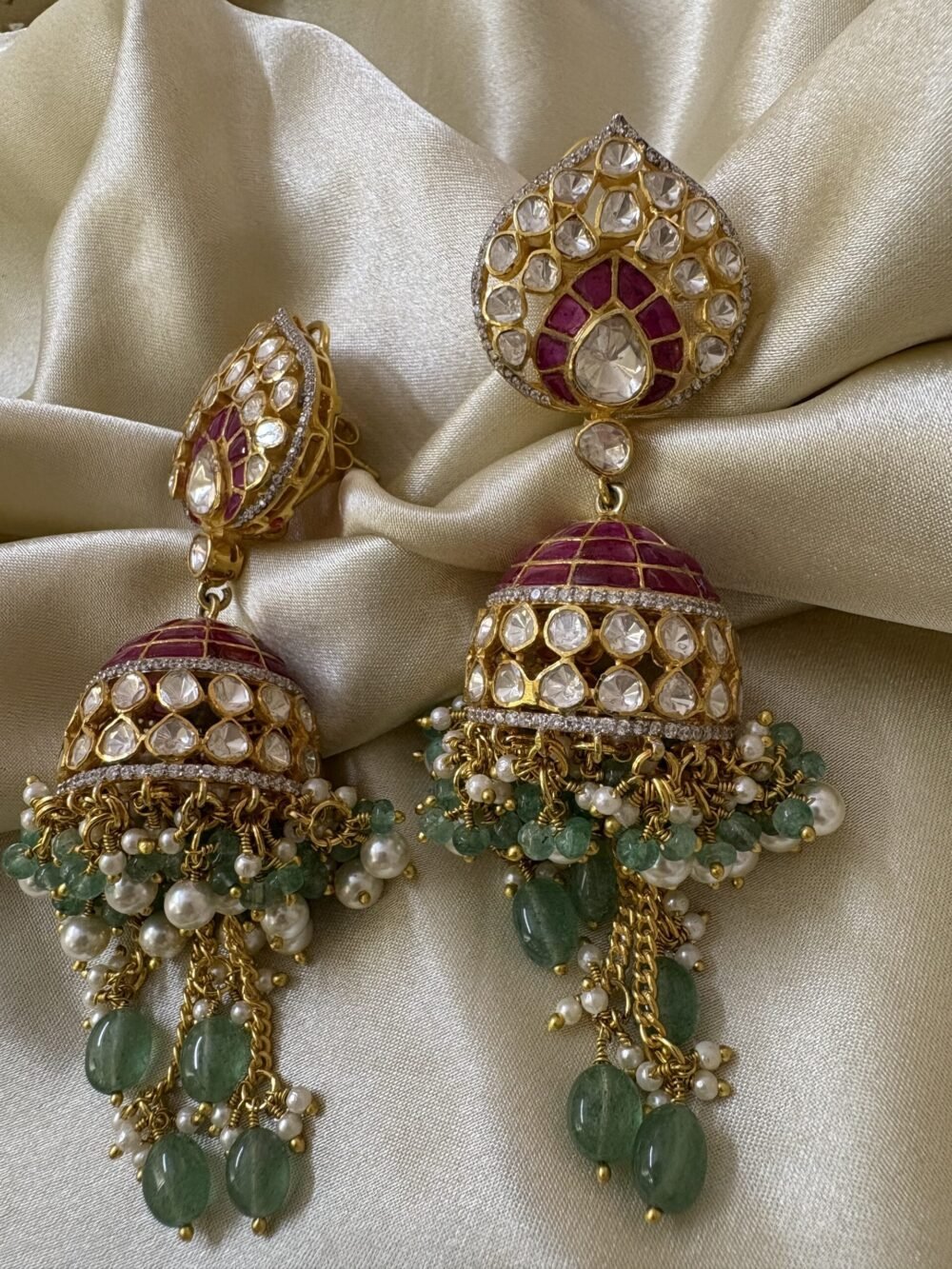 Ishi Polki Jhmuka Earrings 92.5 Silver - Image 2
