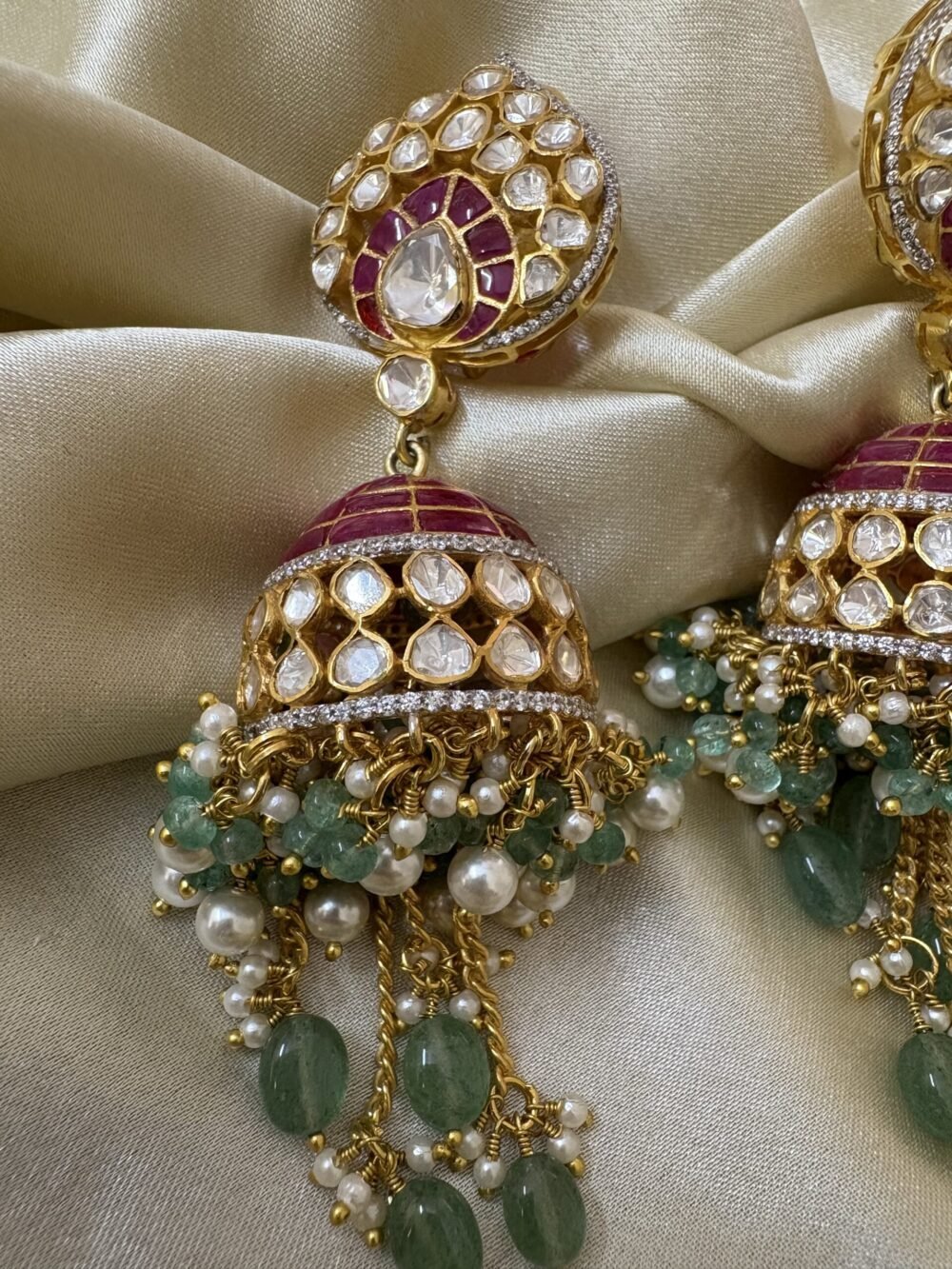 Ishi Polki Jhmuka Earrings 92.5 Silver - Image 3