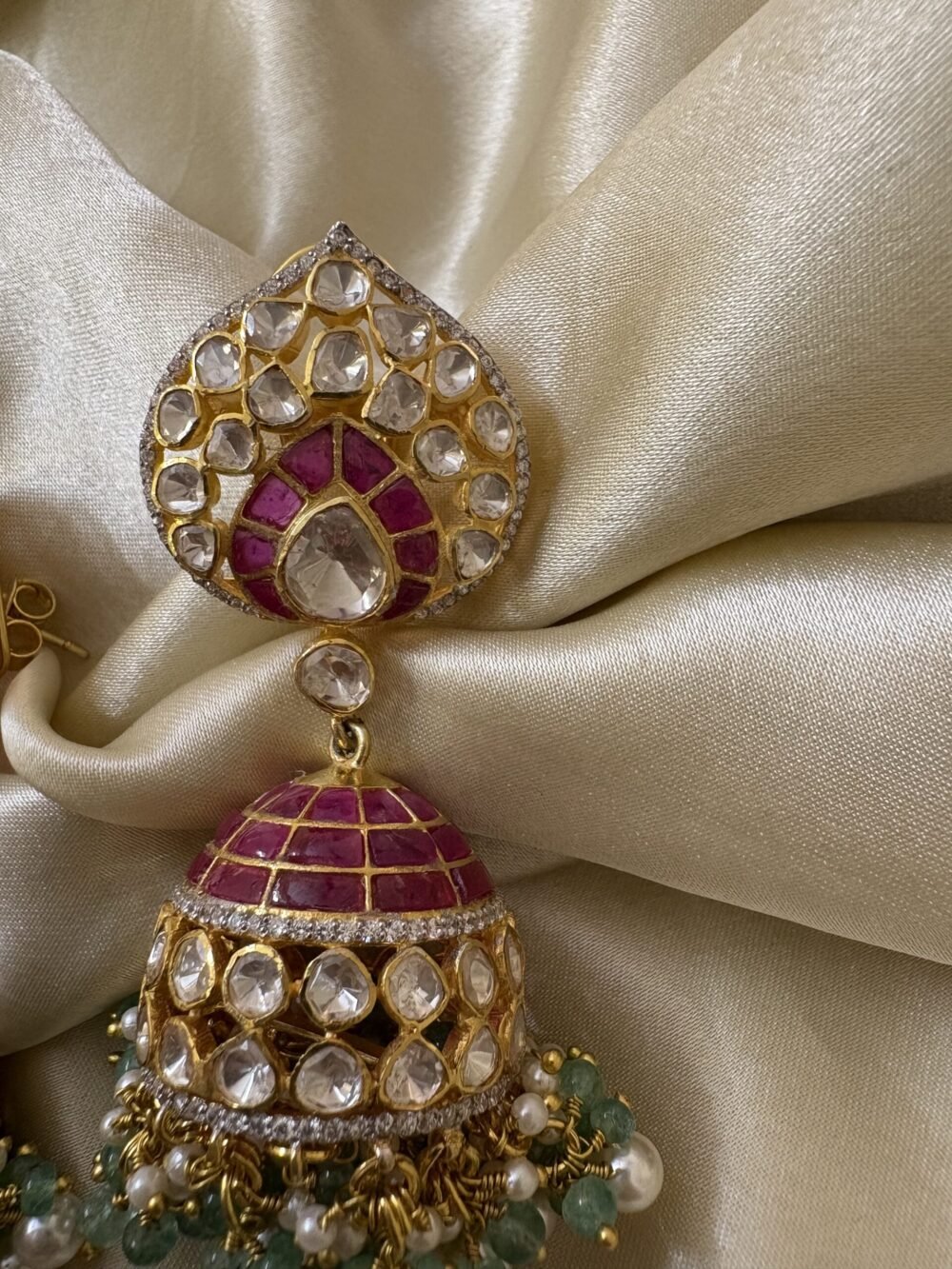 Ishi Polki Jhmuka Earrings 92.5 Silver - Image 4