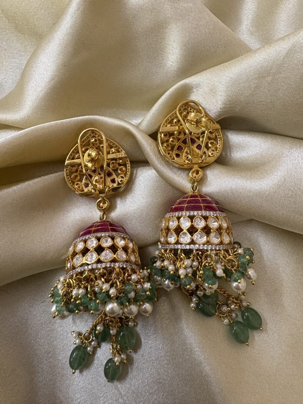 Ishi Polki Jhmuka Earrings 92.5 Silver - Image 7