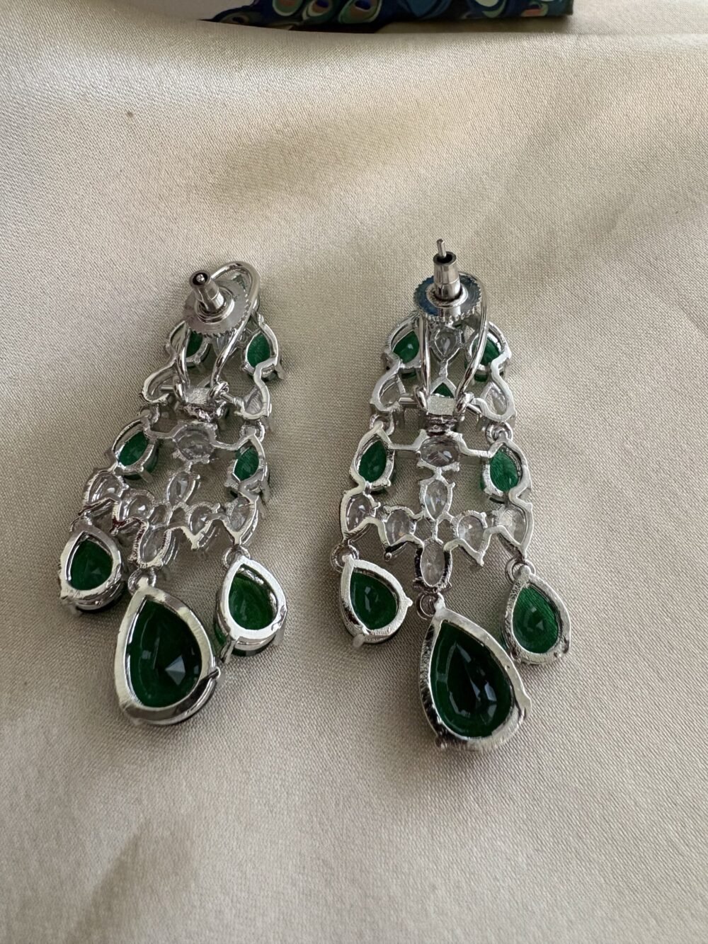 Charming Diamond Bridal Layered Necklace Set (Emerald) - Image 6