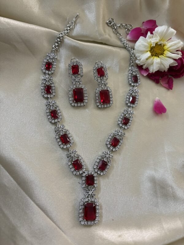Rubyrose Diamond Pendant Necklace Set