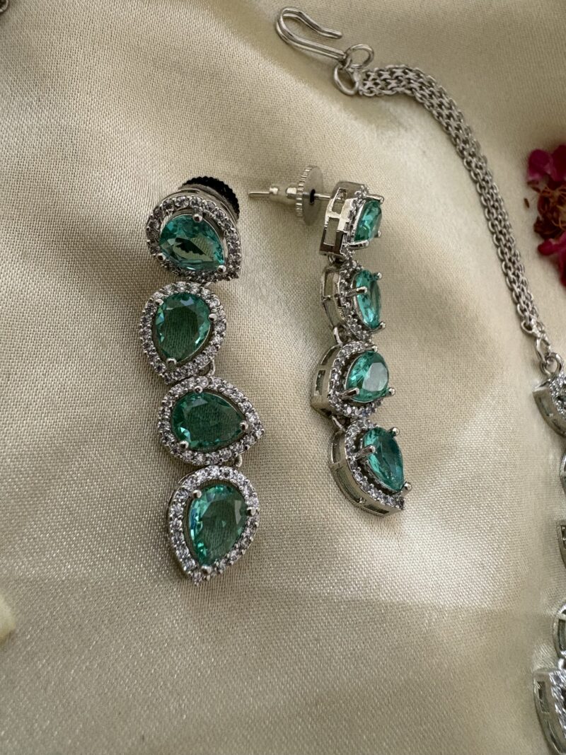 Fern Diamond Necklace Set (Mint Green) - Image 4