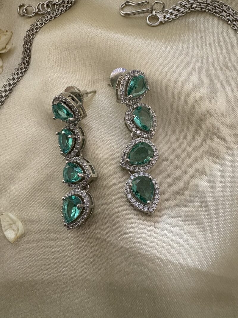 Fern Diamond Necklace Set (Mint Green) - Image 5