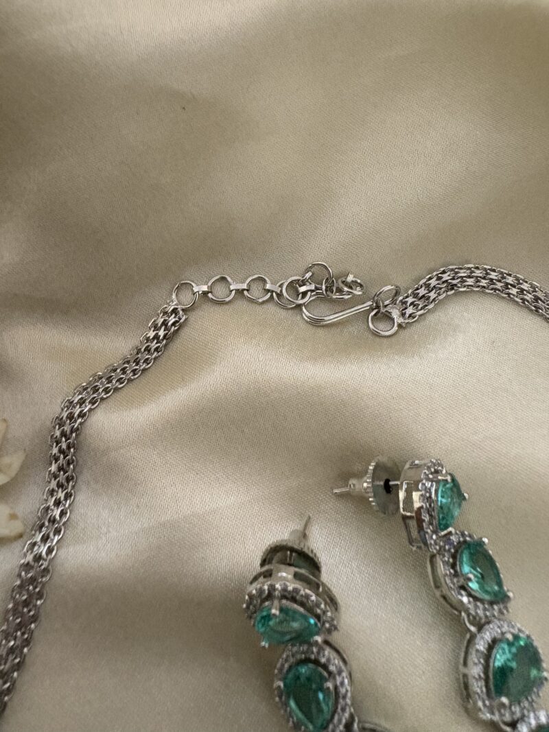 Fern Diamond Necklace Set (Mint Green) - Image 9
